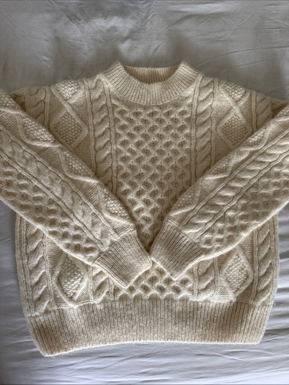 Buck Mason Cream Cable-Knit Crewneck Sweater
